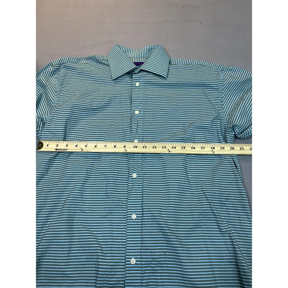 Kuhlman Shirt Mens 42 Button Front Casual Cotton Brown GreenBlue‎ Striped Turkey - Picture 9 of 14